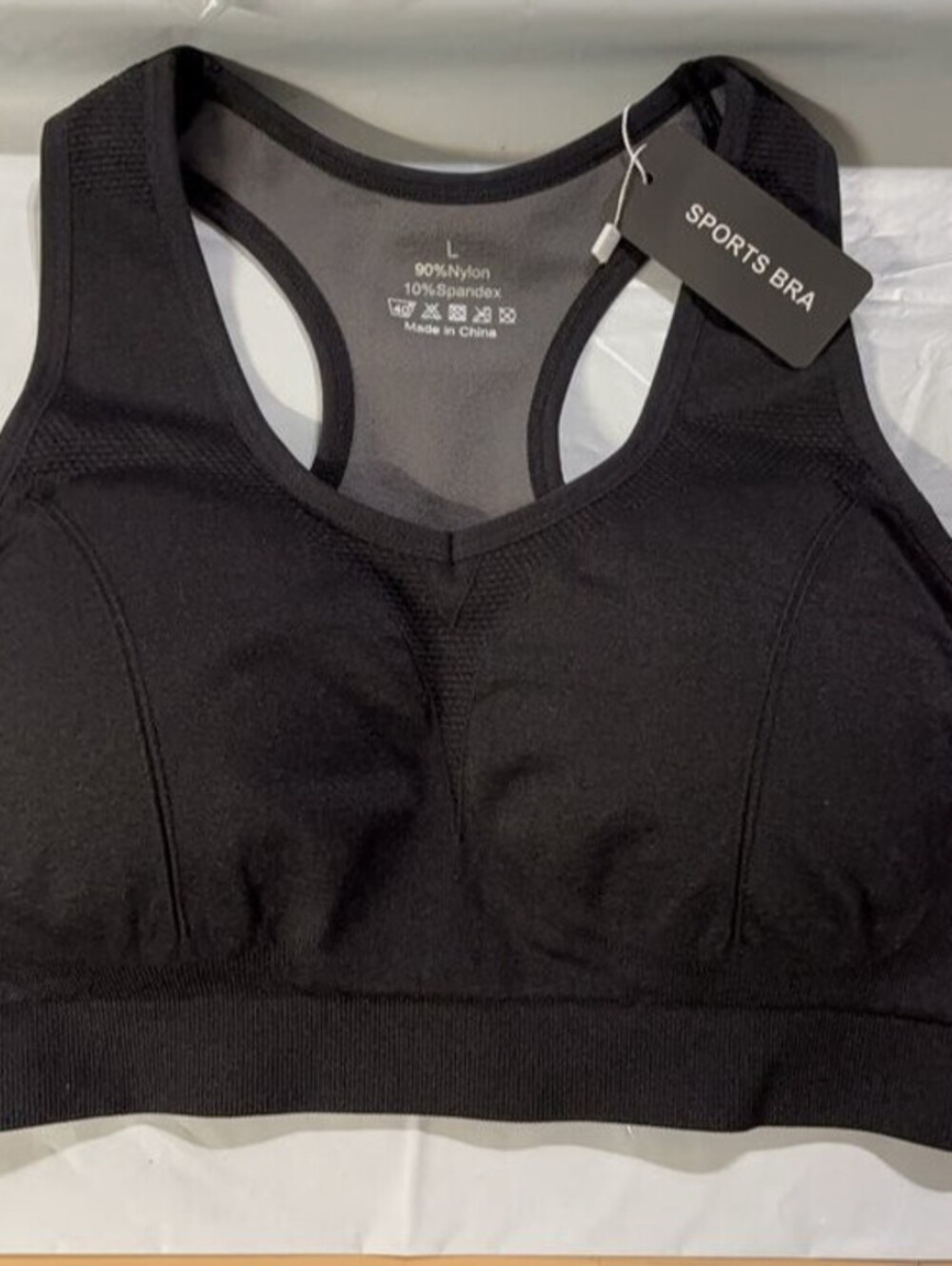 Unbranded Black Nylon-Spandex Sports Bra, New with Tag Large Size